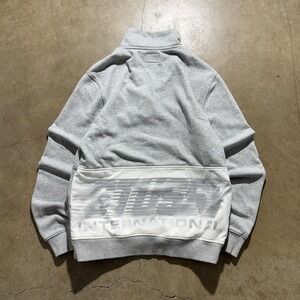 Stussy Sweatshirt Mens Medium Gray 1/4 Zip Fleece International Back Logo